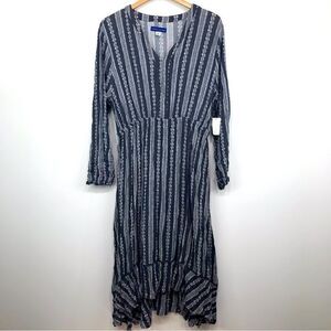 Simply Styled NEW Dusty Blue Pattern Boho Prairie Core Crinkle Dress